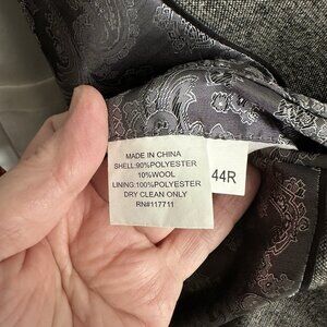 ALAN FLUSSER 2 piece suit birdseye gray flat front two button business 44R 36W